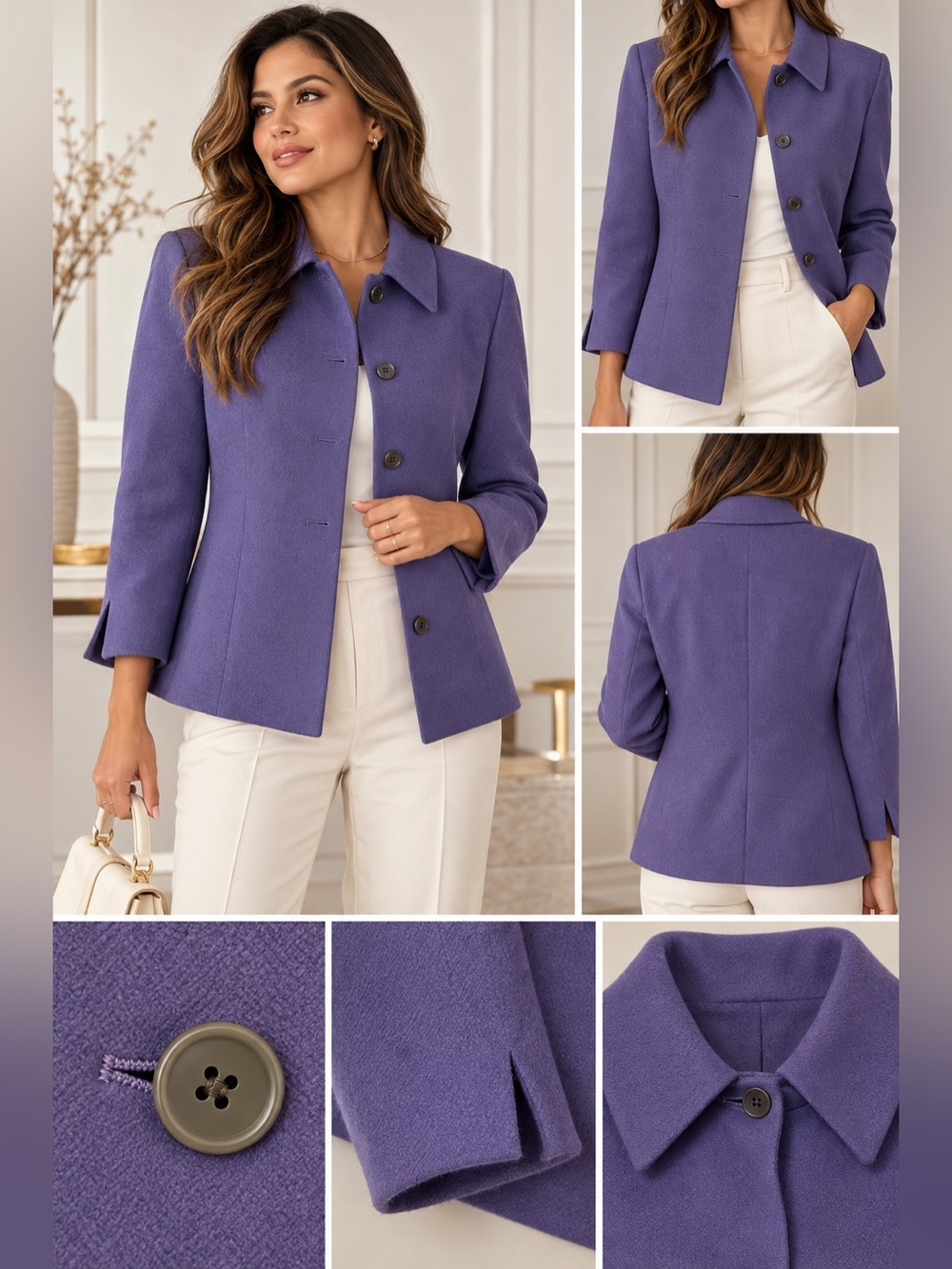 SF Femme Loro Piana 100% Camel Hair Purple Blazer Jacket Size 10 Canada